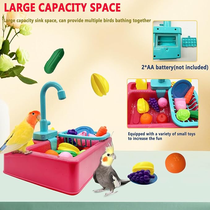 kathson Parrot Bathtub, Automatic Bird Shower Box, Bird Bathing Tub Pool Toy - Image 6