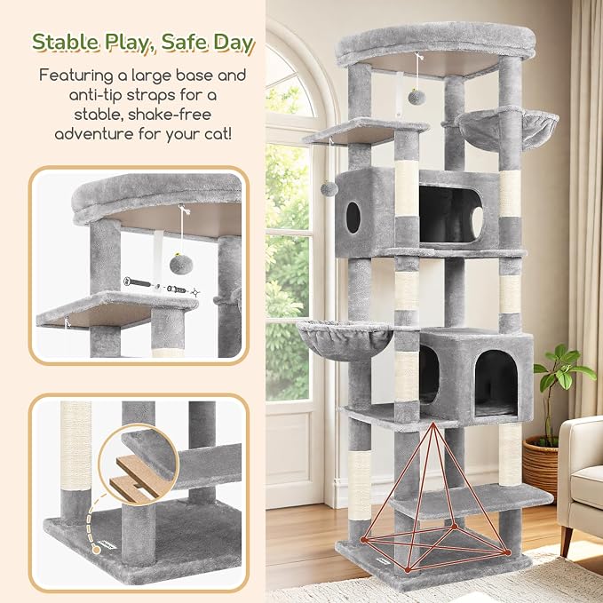 Globlazer Heavy Duty Cat Tree, 74in Sturdy Cat Tower - Image 5