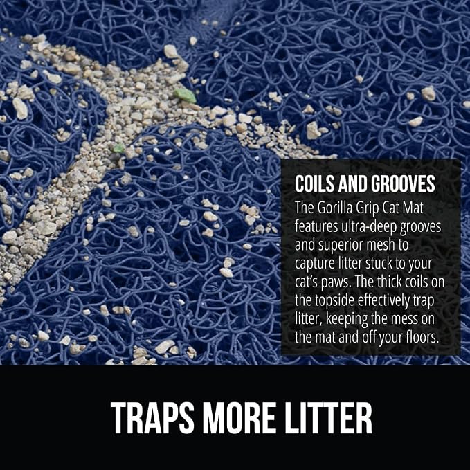 GORILLA GRIP Cat Litter Box Mat, Water Resistant, US Designed Kitty Litter - Image 3
