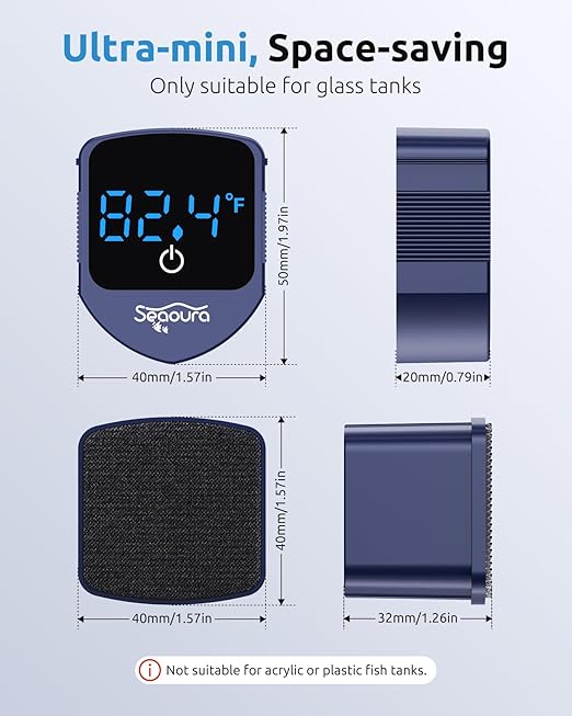 Aquarium Magnetic Cleaner with Thermometer, Fish Aquariums Mini Magnet Brush - Image 3