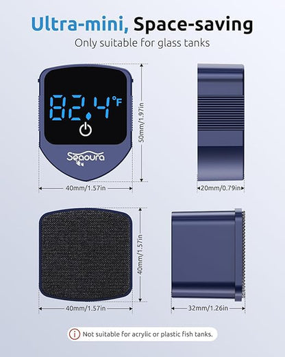 Aquarium Magnetic Cleaner with Thermometer, Fish Aquariums Mini Magnet Brush - Image 3
