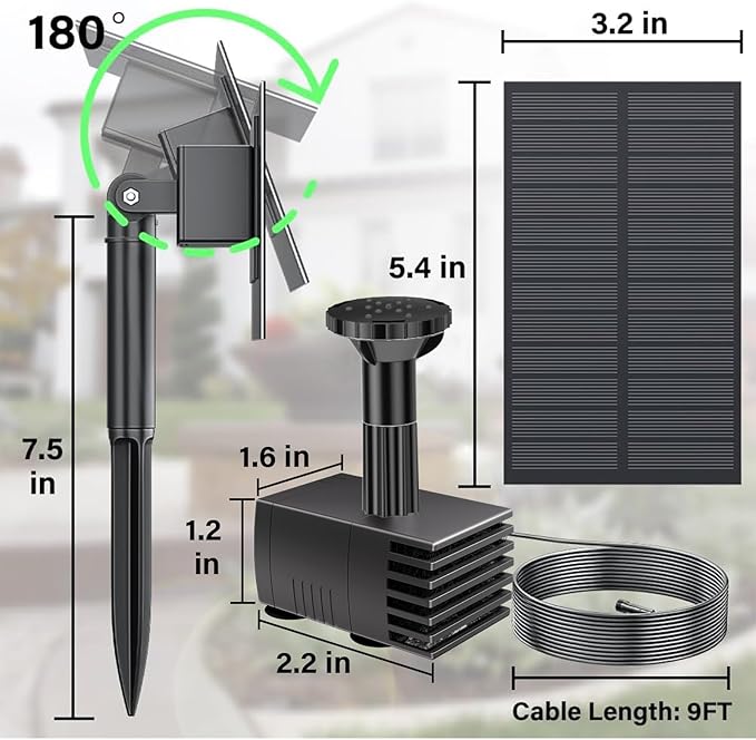 Biling Solar Water Pump Outdoor, Upgraded Solar Fountain Pump Kit - Image 2