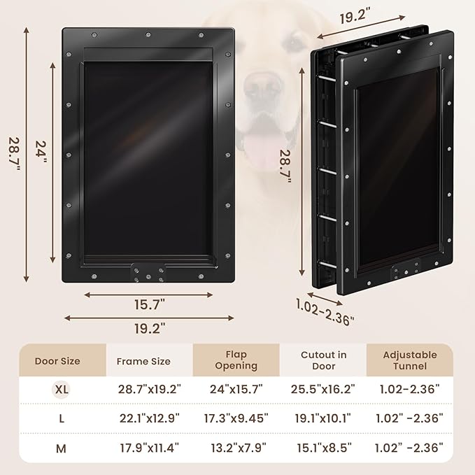 XL Dog Door for Door, Never Rust Plastic Extra Large Doggy Door for Interior - Image 6
