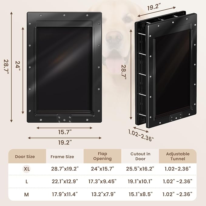 XL Dog Door for Door, Never Rust Plastic Extra Large Doggy Door for Interior - Image 7