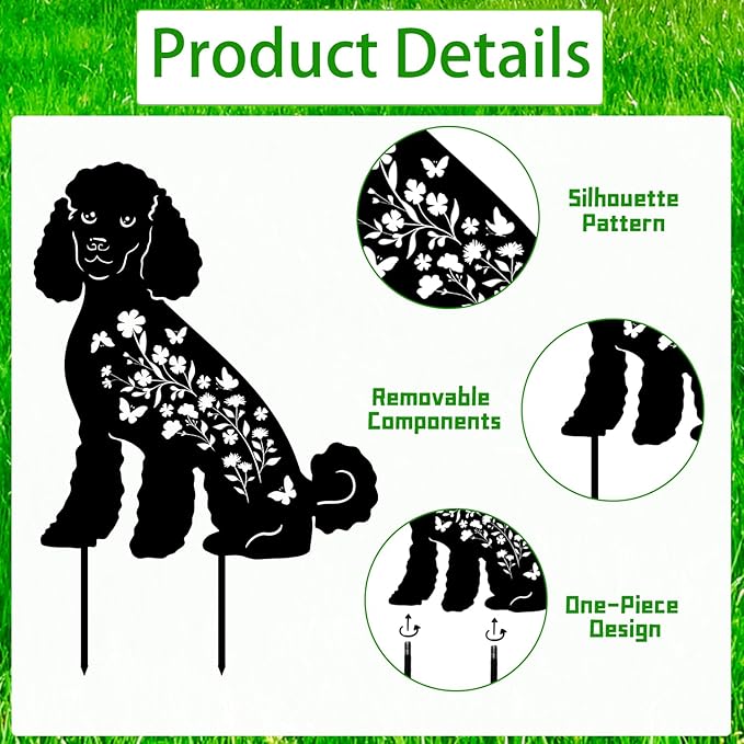 Poodle Metal Garden Stakes Yard Decor, Lawn Ornaments - Image 3