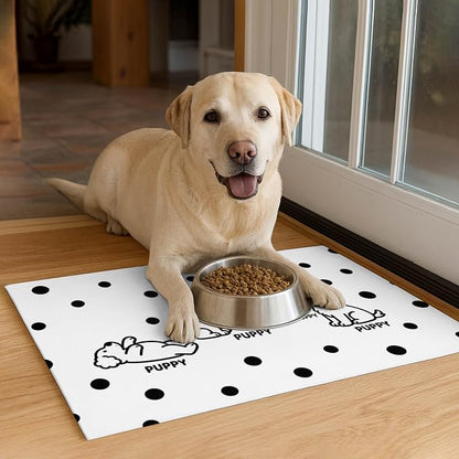 Puppy Pattern Pet Feeding Mat 24x16 Inch Polka Dot Pet Feeding Area Mat Pet - Image 4