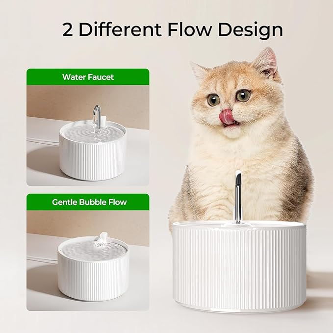 Voluas Ceramic Cat Water Fountain: 2.2L/74oz Cat Fountains - Image 6