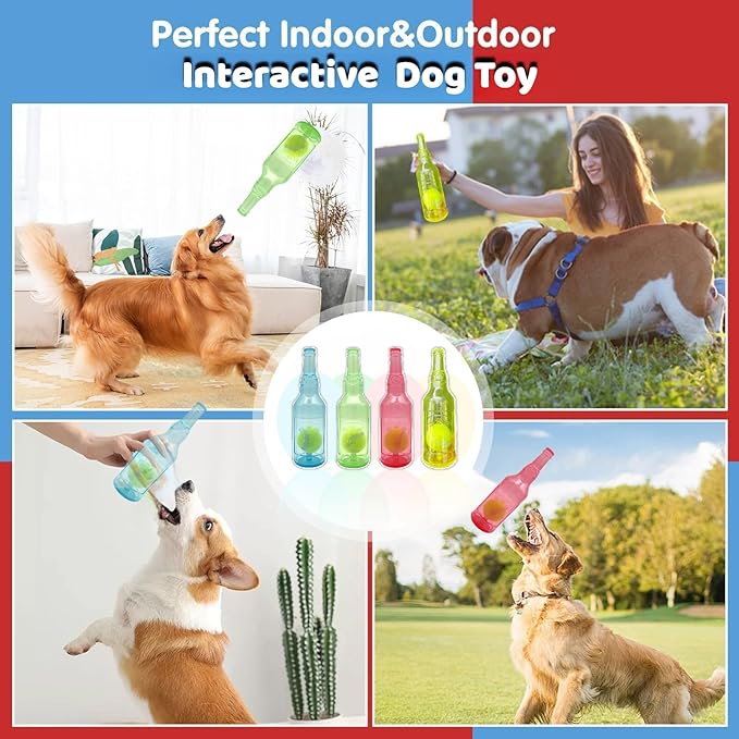 Tennis Ball in Bottle Dog Toy Reinforced and Thickened Rubber Bottle Dog Chew - Image 2