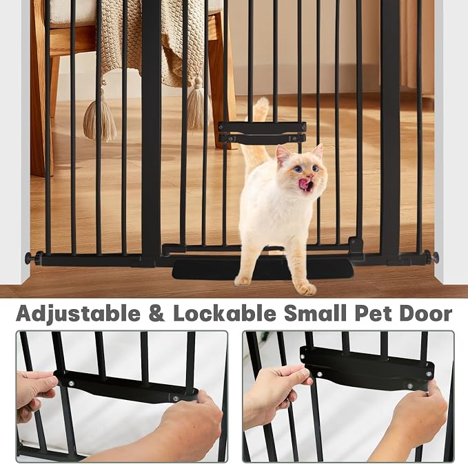 37 Inch Tall Baby Gate with Cat Door, Adjustable 29.55" and -46.06", Auto Close - Image 4