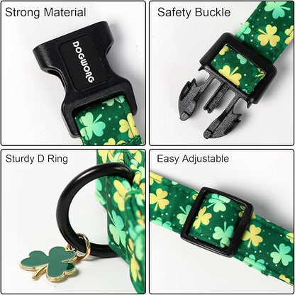 DOGWONG St Patrick's Day Dog Collar-Cute Green Clovers Dog Collars, Adjustable - Image 3