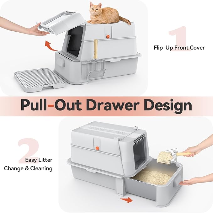 Enclosed Stainless Steel Cat Litter Box - Image 2