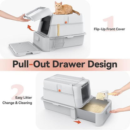 Enclosed Stainless Steel Cat Litter Box - Image 2