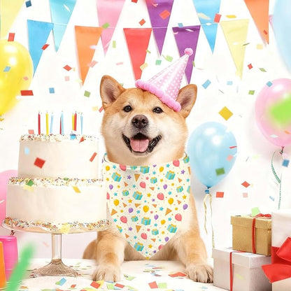 Birthday Dog Bandanas, Double Side Reversible Large Pet Bandanas, Celebration - Image 2