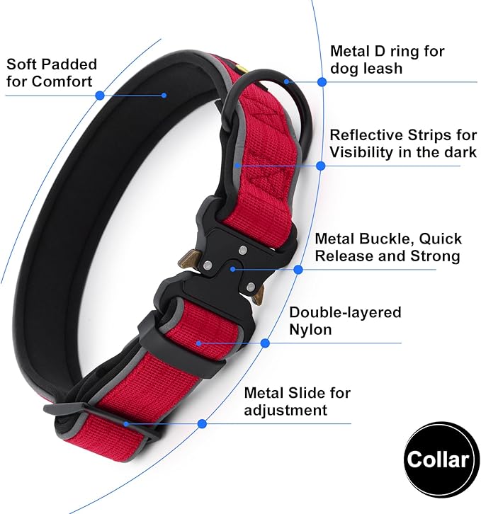 Plutus Pet Tactical Dog Collar, Reflective, Adjustable Heavy Duty Dog Collar - Image 3