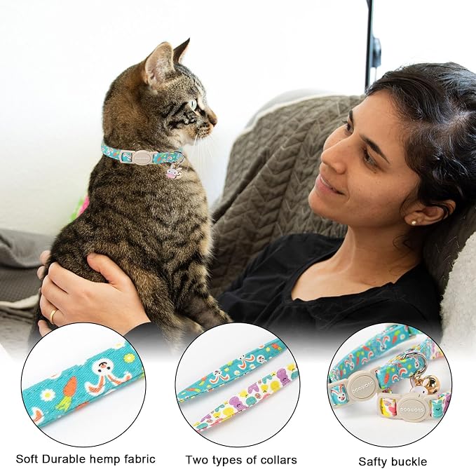 Cat Collar, 2 Pack Easter Day Bunny Cat Collars Breakaway - Image 3