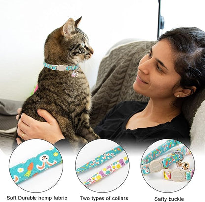 Cat Collar, 2 Pack Easter Day Bunny Cat Collars Breakaway - Image 3