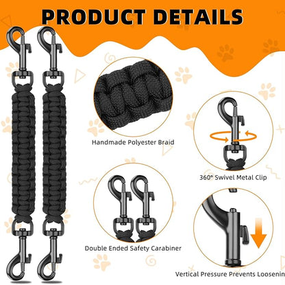 YUEPET 2 Pack Handmade Weaved Dog Collar Safety Clip Heavy Duty Double Ended - Image 2