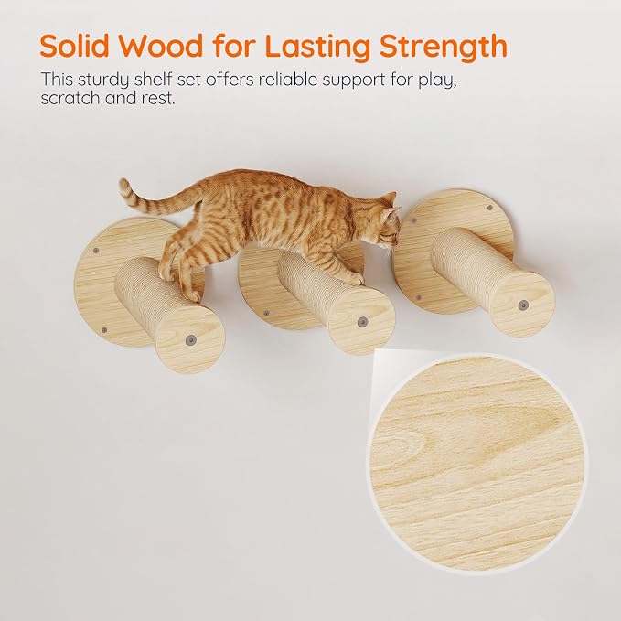 HOOBRO Wood Cat Wall Shelves for Large Cats, 11-Piece Cat Wall Furniture - Image 4