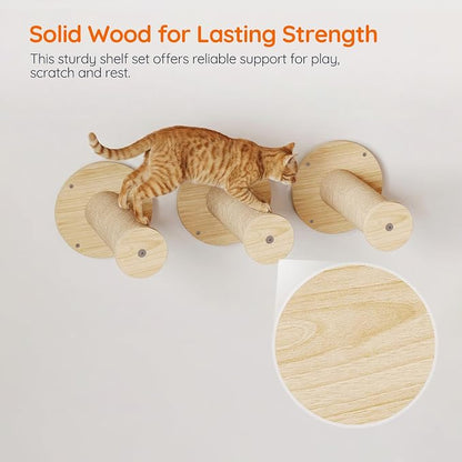 HOOBRO Wood Cat Wall Shelves for Large Cats, 11-Piece Cat Wall Furniture - Image 4