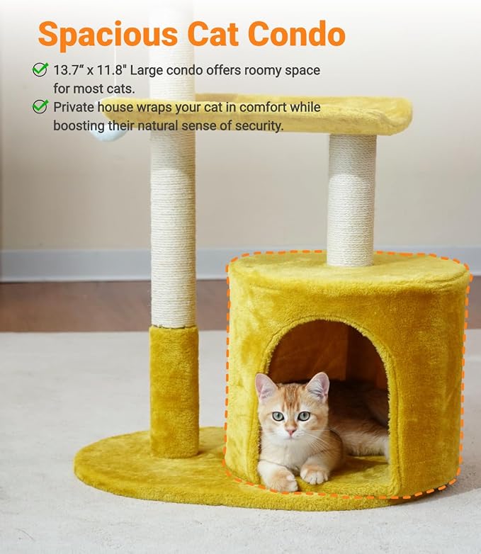 Happi N Pets Cat Tree, Featuring Scratching Posts, Viewing Perch & Toys - Image 6