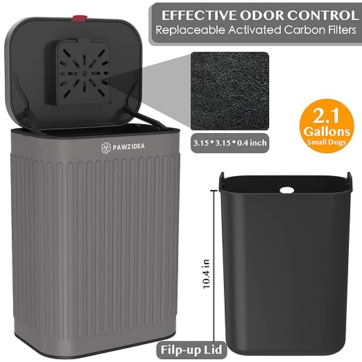 PAWZIDEA Dog Poop Trash Can Outside Wall Mount Odor Control, 2.1 Gallon Small - Image 2