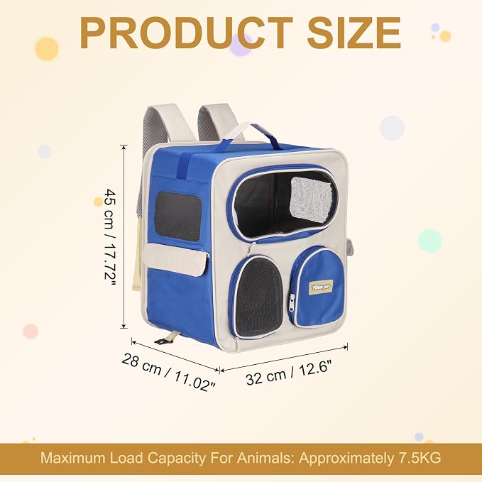 Pet Backpack Carrier, Portable and Ventilated, Nylon Dogs Cats and Small - Image 2