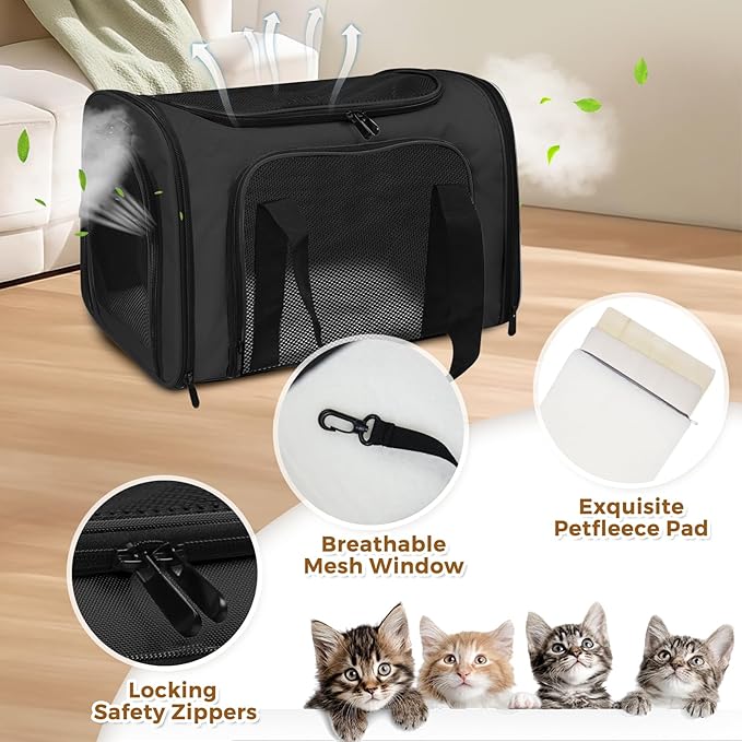 Cat Carrier Soft for Pets Up to 25 Lbs, Cat Travel Bag Soft-Sided - Image 3