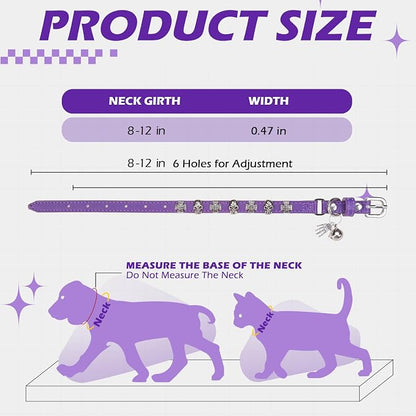 EXPAWLORER Leather Cat Collar for Girl Boy- Adjustable Pet Collar - Image 2