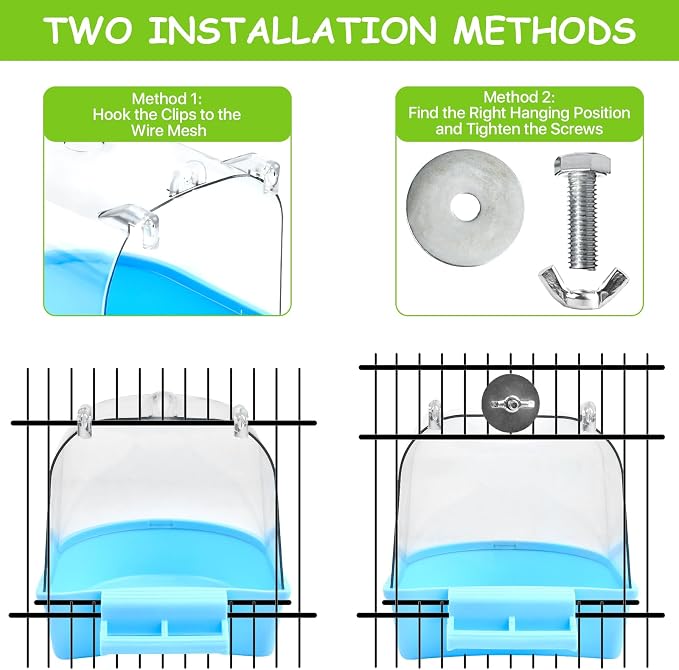 Supkiir 4Pcs Clear Bird Bath for Cage, Parakeet Bath Cage Accessories - Image 3