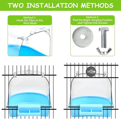 Supkiir 4Pcs Clear Bird Bath for Cage, Parakeet Bath Cage Accessories - Image 3