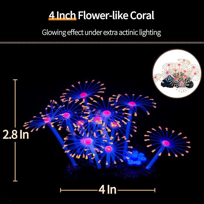 Uniclife 4 Pack Fish Tank Decorations Glowing Effect Aquarium Décor Small - Image 5