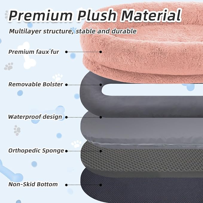 Human Dog Bed, Washable Faux Fur Pet Bed - Image 4