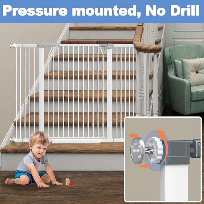 65.7"-72.2" Extra Wide Baby Gate, 40.5" Tall Dog Gate Indoor, Walk Through Pet - Image 3