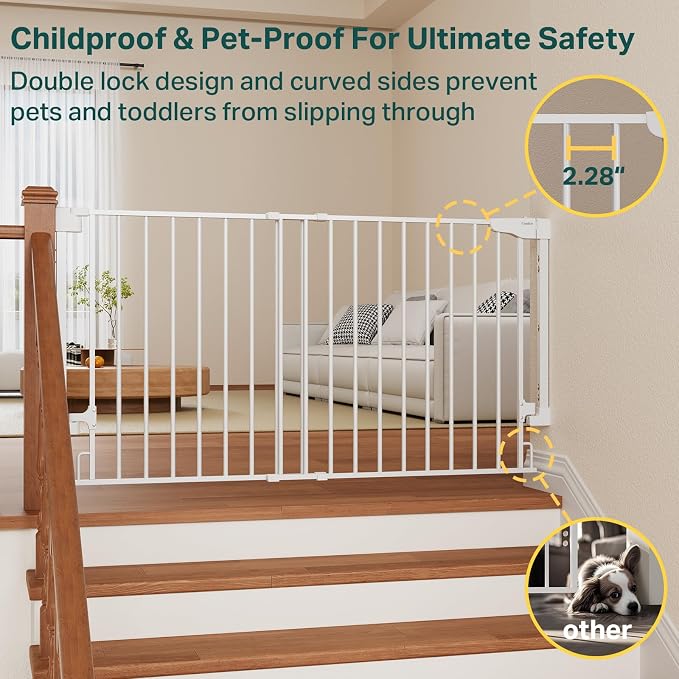 Cumbor 35.1-55" Wide No Bottom Bar Baby Gate - Image 6