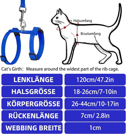 PUPTECK Adjustable Cat Harness and Leash Set Escape Proof Kitten Strap Collar - Image 2