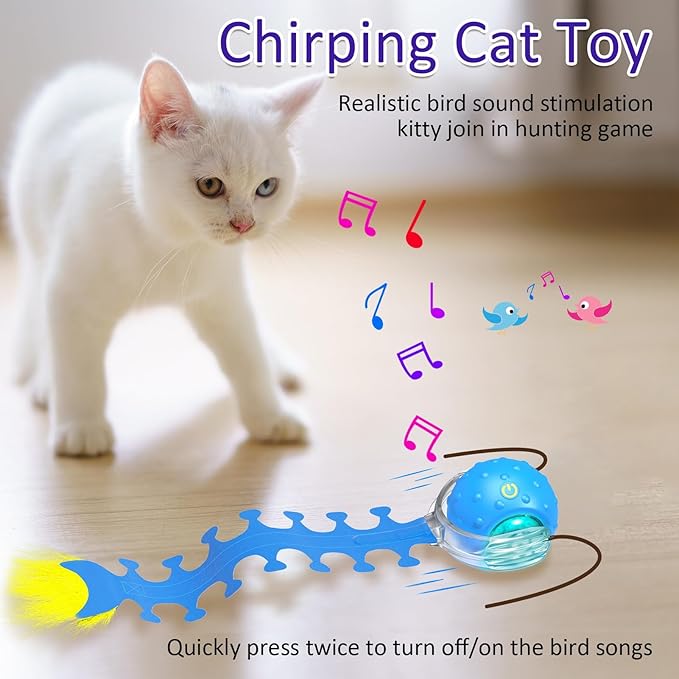 Interactive Cat Toys Ball for Indoor Cats Fast Rolling on Carpet, Chirping & - Image 5