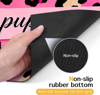Puppy Feeding Mat 24x16 inch Hot Pink Leopard Print Pet Bowl Placemat Non Slip - Image 7