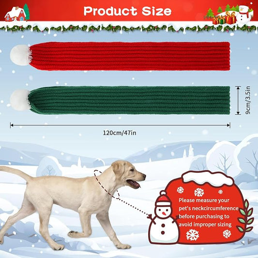 BWOGUE 2-Piece Knitted Dog Christmas Scarf & Bandana - Image 2