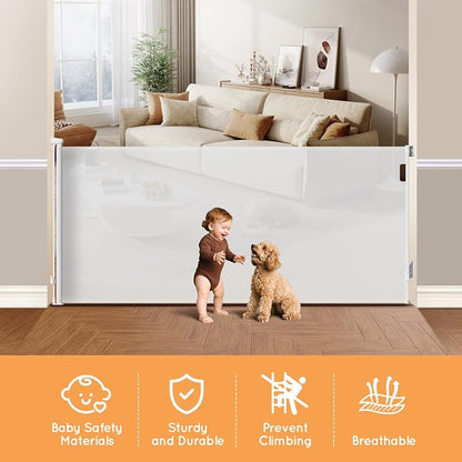 Retractable Baby Gate for Stairs, Automatic Tension, One-Hand Operation - Image 2
