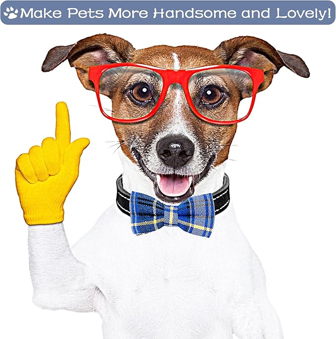 PET SHOW 8pcs Plaid Small Dogs Collar Bow Ties Puppies Cats Collar Charms - Image 3