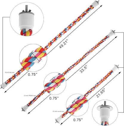 Bird Rope Perches, Parrot Toys 21 inches Rope Bungee Bird Toy - Image 2