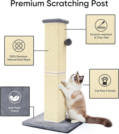 32" Tall Cat Scratching Post for Large Indoor Cats & Kittens, Cat Scratcher - Image 3