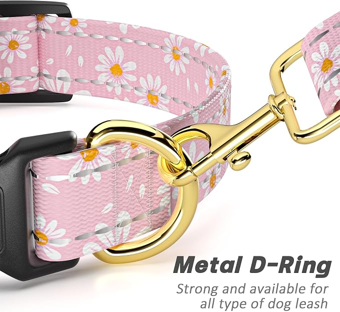 Reflective Dog Collar for Small Dogs, Cute Daisy Theme Adjustable Heavy-Duty - Image 5