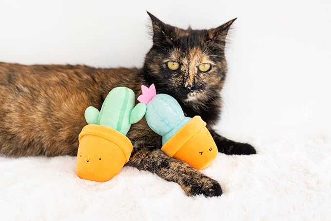 Pearhead Prickly Plants Cat Toy Set, Cute Catnip Toys, Plush Cactus Interactive - Image 5