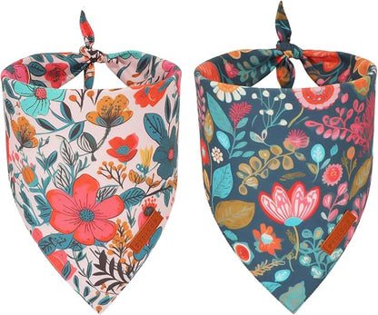 PTDECOR Flower Dog Bandana, Triangle Pet Bandanas by PTDECOR