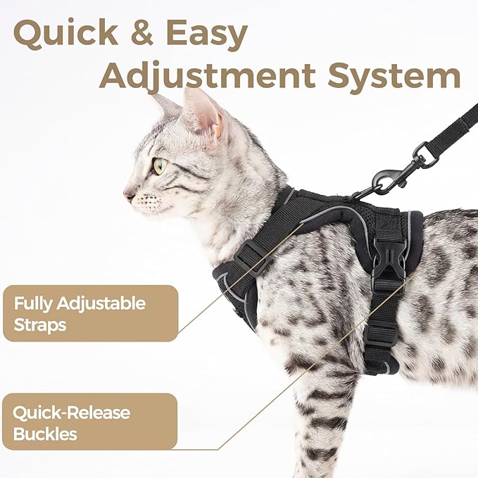 Cat Harness and Leash Set Escape Proof Tactical Large Kitten Harness Emotional - Image 4