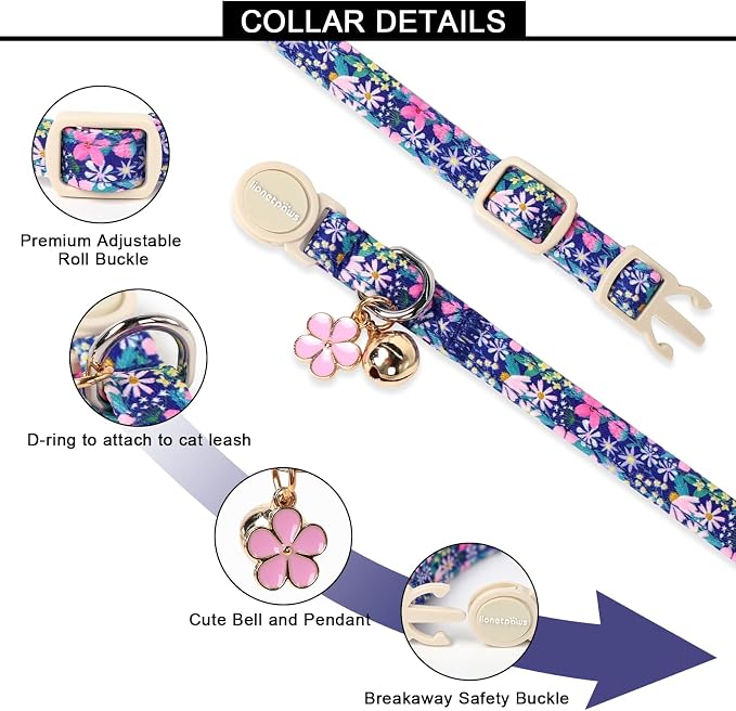 Lionet Paws 2pcs Pack Cotton Cat Collars, Breakaway Buckle - Image 4