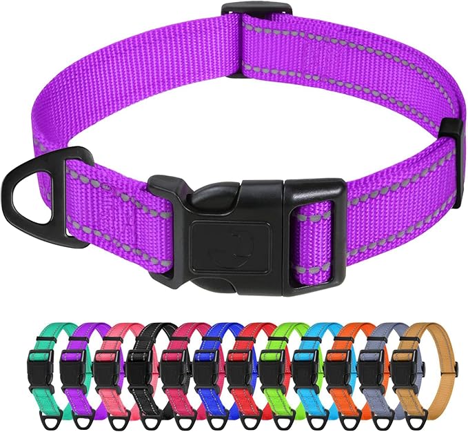 TagME Reflective Nylon Dog Collars, Adjustable Classic Pet Collar by TagME