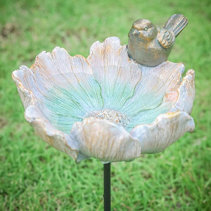 MUMTOP Outdoor Antique Bird Bath Small Flower Bird Baths Bowl Resin Birdbaths by MUMTOP