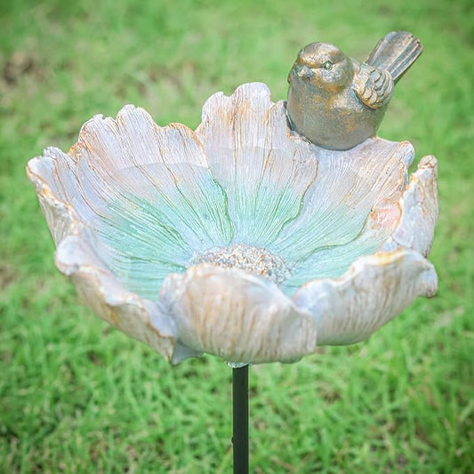 MUMTOP Outdoor Antique Bird Bath Small Flower Bird Baths Bowl Resin Birdbaths by MUMTOP
